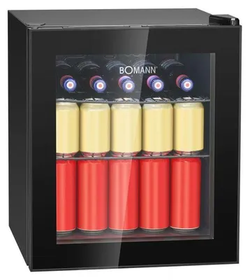 Produktbild von Bomann® Getränkekühlschrank für bis zu 55 Dosen | Kühlschrank mit Glastür 42db | 46 Liter | Minibar für Büro, Outdoor und Gaming | KSG 7291