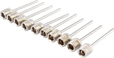 Produktbild von 10er Pack Ballnadeln für Ballpumpe | Ersatznadeln mit Gewinde für Luftpumpe | Ventilnadeln für Fußball, Basketball, Fußbälle und diverse Sportbälle | Hohlnadel für Luftpumpen mit Autoventil-Adapter