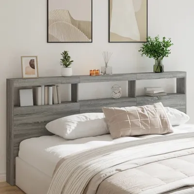 Produktbild von "Rabatt" LED-Kopfteil modern - klassisches Design - mit Ablage Grau Sonoma 220x17x102 cm - Kopfteile CC23096