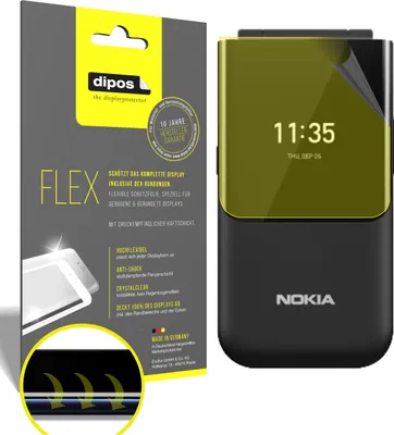 Produktbild von 3x Schutzfolie für Nokia 2720 Flip Rückseite Folie, 100% Displayabdeckung, dipos Flex