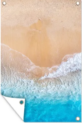 Produktbild von MuchoWow® 40x60 cm Outdoor-Poster Gartendeko Sichtschutz Garten Poster für den Garten  Strand - Meer - Sand - Sommer - Blau - Wellen