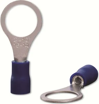 Produktbild von QUADRIOS Ringkabelschuh, 22C450, 1,5 - 2,5 mm², Blau, Teilisoliert, Loch-Ø 10,5 mm, 100 St.