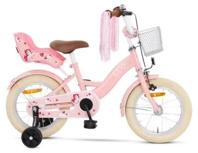 Produktbild von SJOEF Dolly Kinderfahrrad 14 Zoll | Ab 3 - 5 Jahre | Kinder Fahrrad für Mädchen / Jugend | Kleidergröße von 98 bis 108 cm | inklusive Stützräder - Rosa
