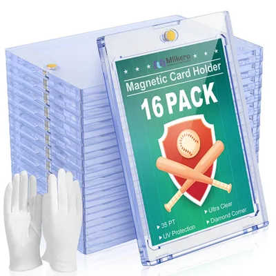 Immagine prodotto di 16 supporti magnetici per carte da collezione, adatti per carte sportive e carte da collezione