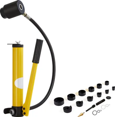 Produktbild von SucceBuy 10-Tonnen Hydraulik-Ausbrechstanzer-Set, Rohrlochschneider 1/2" bis 2", 6 Matrizen, Blechtreiber-Werkzeuge für Aluminium, Edelstahl, Kunststoff
