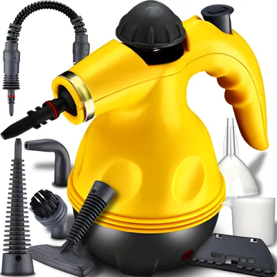Produktbild von Parný čistič Prenosný multifunkčný ručný parný čistič do 172 °C Čistiace zariadenie Výkonný 3,5 baru max. 900 W 450 ml nádržka Žltá Retoo