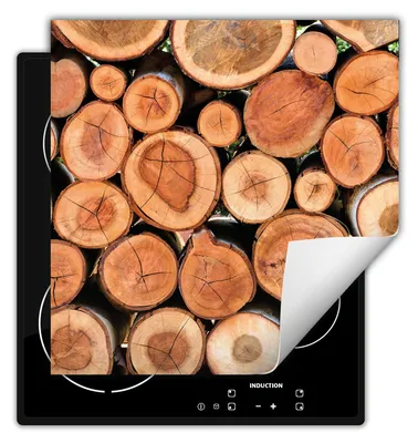 Produktbild von DarHaus Herdabdeckplatte 50x52 cm Anti Rutsch Matte Aufrollbar, Bäume - Holz