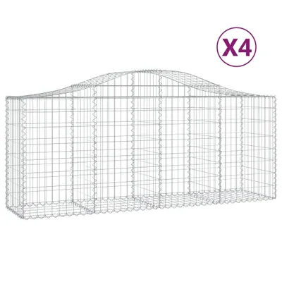 Produktbild von Gabionen mit Hochbogen 4 Stk. 200x50x80/100 cm Verzinktes Eisen