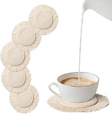 Produktbild von Untersetzer Set aus 6 - Antirutsch - Hitzebeständig - Handgefertigt - Beige