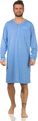 Produktbild von Herren Nachthemd langarm Sleepshirt; Blau M