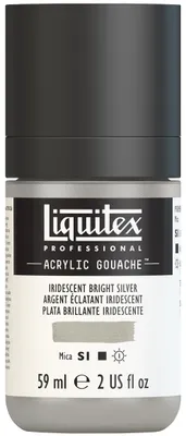 Produktbild von Liquitex 2059236 Professional Acryl Gouache - Irisierendes Helles Silber , 59ml Flasche, matt - Acrylfarbe mit Gouache Eigenschaften, Hochdeckend, Wasserfest & Lichtecht – Acrylic Gouach - 59ml