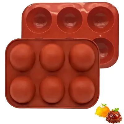 2er Set halbrunde Silikonformen, 6-fach, Ø 5 cm, rot