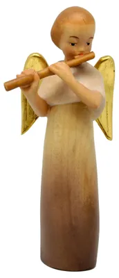 Zdjęcie produktu dla Figura aniołka, stylizowana, z fletem, o wysokości 7,5 cm, ręcznie malowana, artykuł religijny