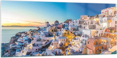 Produktbild von Bilder auf glas - Griechenland Insel Sommer - 120x50cm - Glasbilder - Wandbilder - Kunstdruck - zum Aufhängen bereit - Wanddekoration aus Glas - Glas Bilder - Wandbild auf Glas - GAB120x50-4062