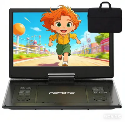 Produktbild von POFOTO 15,7"Tragbarer DVD-Player mit 14,1"HD-Schwenkdisplay 6h Akkulaufzeit Unterstützt Mehrere Formate/SD/USB TV/Beamer-Anschluss mit Handtasche