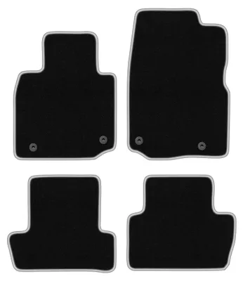 Image de Tapis de sol en moquette pour Mazda MX-30 2020- (crossover) – jeu 4 pièces, noir/argent, sur mesure – Wielganizator CARLUX