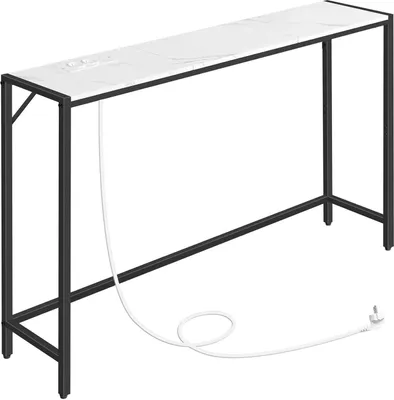 Produktbild von MAHANCRIS Schmaler Konsolentisch Weiß-Schwarz Holz-Metallgestell