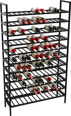 Produktbild von MetaloPro Weinregal Jerez – Schwarzes Metall-Flaschenregal Für 143 Weinflaschen, Robustes Design, Ideal Für Küche, Keller Oder Bar – 170x100x30cm