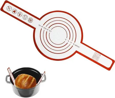 Produktbild von Silikonische Backmatte für große Dutch Oven mit langen Griffen - großes Form - herstellbare Brot Backzubehör für Macarons
