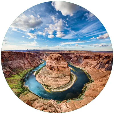 Produktbild von Wallario Premium Glasbild, freischwebende Optik, kräftige Farben, rund 50cm Durchmesser, Motiv Grand Canyon