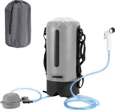 Produktbild von Aopunly Campingdusche, 12L Camping-Dusche für Camping Reisen Garten, Gartendusche mit Fusspumpe (Grau)