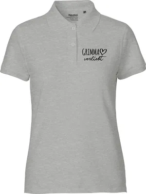 Produktbild von Huuraa Damen Polo Shirt Grimma verliebt L Sport Grey Bio Baumwolle Fairtrade Poloshirt Geschenkidee