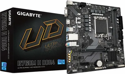 Obrázek produktu pro Gigabyte B760M H DDR4 LGA1700 mATX MB 4xDDR4 4xSATA 2xM.2 - Intel Sockel 1700 (Core i)