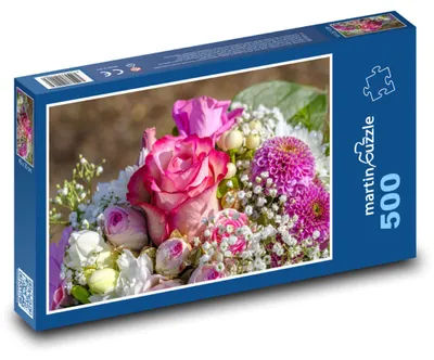 Obrázek produktu pro Puzzle 500 Kytice růží - růžové květy - martinpuzzle
