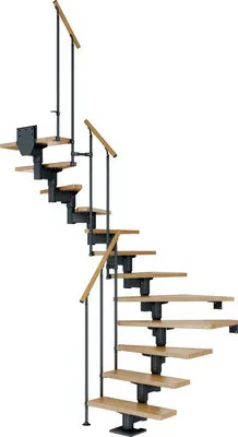 Produktbild von Pertura Mittelholmtreppe Chiron Eiche Leimholz Anthrazit 1/2-gewendelt 75 cm 14 Stufen / 15 Steigungen Stabgeländer Anth
