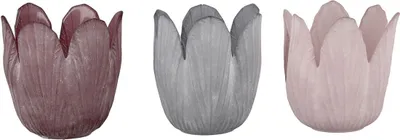 Produktbild von 3er Set Teelichthalter " Tulpe" aus Glas,