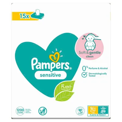 Obrázek produktu pro Pampers® 8001841063188 Feuchttücher sensitive 1-lagig weiß, 1.200 St.