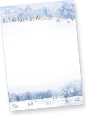 Produktbild von Briefpapier Weiße Weihnachten (100 Blatt) Weihnachtsbriefpapier bedruckt mit Winterlandschaft weihnachtliches Papier A4