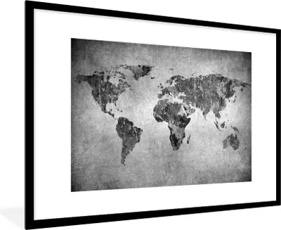 Produktbild von MuchoWow® Gerahmtes Poster Weltkarte - Vintage - Abstrakt - Kinder - Jungen - Mädchen 90x60 cm - Poster mit Schwarzem Bilderrahmen Wandposter Rahmen Foto Bilder - Wanddekoration - Fotos