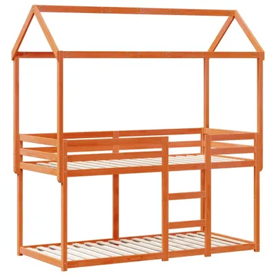 Produktbild von Etagenbett mit Dach Wachsbraun 80x200 cm Massivholz Kiefer