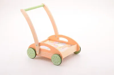 Produktbild von Jouéco Lauflernwagen Holz - The Wildies Family mit Bausteinen