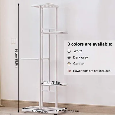 Image de Support pour plantes à 5 niveaux, gris foncé, pour l'intérieur et l'extérieur