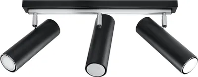 Immagine prodotto di Faretto Nero Metallo 3 luci 45cm di lunghezza Moderna GU10 DUCCIA Lampada da soffitto Faretto Soggiorno Corridoio