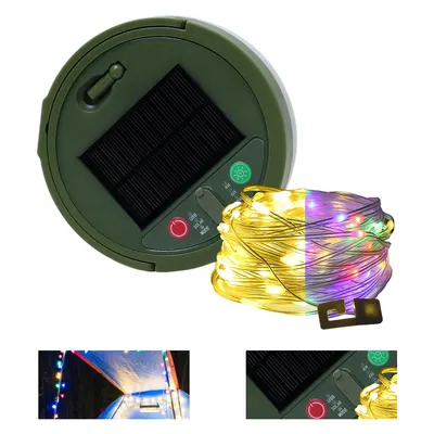 Produktbild von 10M Campinglampen, Camping Lichterkette Aufrollbar, Tragbare 3 in 1 Outdoor Lichterkette, Solar & USB Aufladbar Campinglampe mit 8 Beleuchtungsmodi