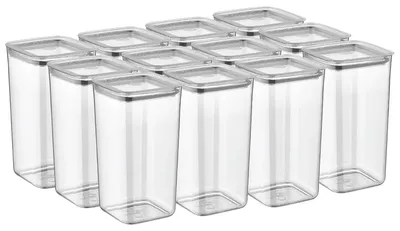 Produktbild von Vorratsdosen mit Deckel, BPA-frei Kunststoff, 12-tlg, 12x1,2L