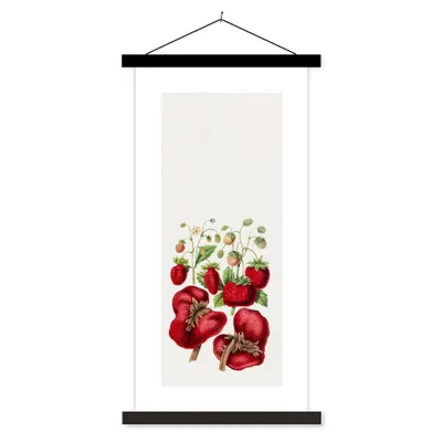 Produktbild von MuchoWow® Textilposter Erdbeeren - Lebensmittel - Obst 60x120 cm mit schwarzem Rahmen - Magnete