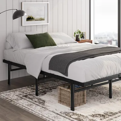 Metallbett 90x190 cm, Einzelbettgestell aus Stahl, schwarz