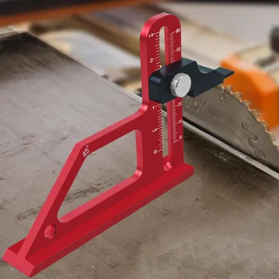 Produktbild von Höhenmesser für Kreissägen – Tiefenmessgerät mit Skala, Präzisionsinstrument aus gefrästem Aluminium für die Holzbearbeitung und den Möbelbau