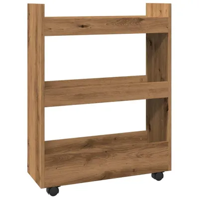 Obrázek produktu pro Úzký úložný vozík 3patrový dub artisan kompozitní dřevo
