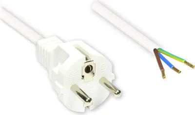 Produktbild von Netzkabel Schutzkontakt-Stecker gerade mit abisolierten Enden, weiss, 1,5m, Good Connections®
