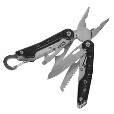 Produktbild von Multitool AZYMUT Turon - 10 Werkzeuge + Karabiner + Gürteltasche (H-P224108)