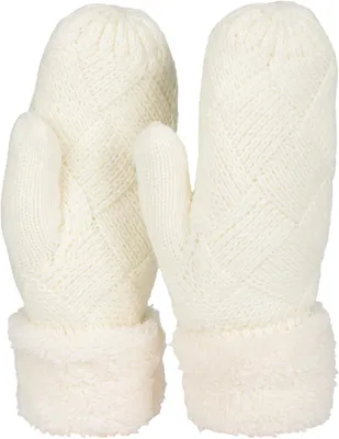 Produktbild von styleBREAKER Damen warme Winter Strick Fäustlinge, Handschuhe mit Rauten Muster, Thermo Fleece, Strickhandschuhe 09010031