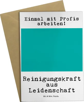 Produktbild von Mr. & Mrs. Panda Grußkarte Reinigungskraft Leidenschaft - Weiß - Geschenk, einladungskarten, Grußkarten, osterkarte, weihnachtskarten, Beileidskarte
