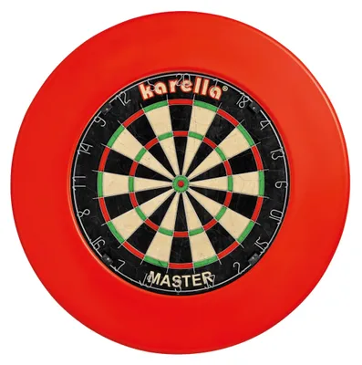 Produktbild von Karella einteiliger Dartboard Surround PU, Auffangring Dartscheiben, 4 Farben, Dart Umrandung, Catchring, Backboard Steeldart, Wandschutz, Auffangfeld für Dartpfeile rot