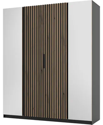 Produktbild von Kleiderschrank 200cm mit Spiegel KAYA 14 schwarz / eiche evoke / schwarz