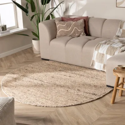 Produktbild von Volero - Wollteppich Rund - Feline Taupe Meliert - Ø 160 cm - Wohnzimmer, Esszimmer, Schlafzimmer - Klassik, Ländlich, Modern, Skandinavisch